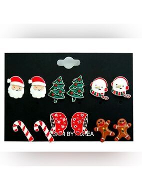 CHRISTMAS POST BACK EARRING SET OF 6